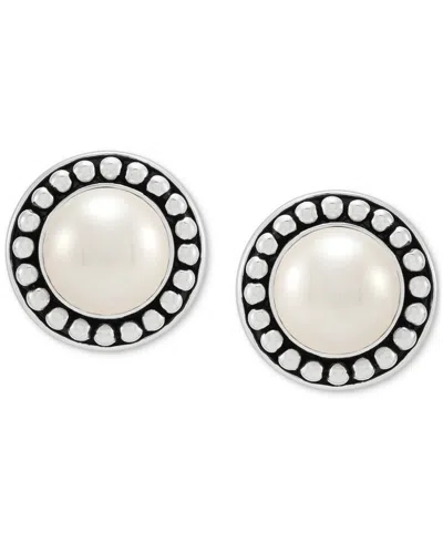 Macy's Cultured Freshwater Pearl (9-1/2mm) Framed Stud Earrings In Sterling Silver