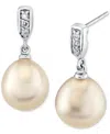 Macy's Cultured Freshwater Pearl (9mm) & Diamond Accent Drop Earrings In 14k White Gold