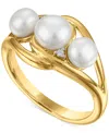 Macy's Cultured Freshwater Pearl And Cubic Zirconia Ring (2.77 Ct. T.w.) In 14k Gold Over Sterling Silver In Gold