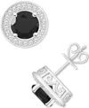 Macy's Cultured Freshwater Pearl & Diamond (1/5 Ct. T.w.) Halo Stud Earrings In Sterling Silver (also In On In Onyx