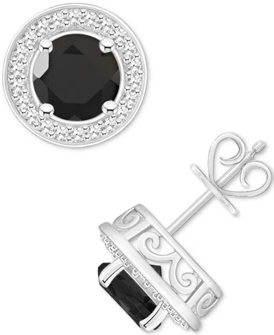 Macy's Cultured Freshwater Pearl & Diamond (1/5 Ct. T.w.) Halo Stud Earrings In Sterling Silver (also In On In Onyx