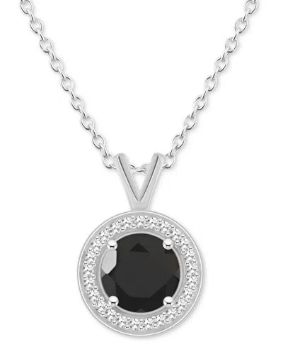 Macy's Cultured Freshwater Pearl & Diamond (1/8 Ct. T.w.) Halo Pendant Necklace In Sterling Silver (also In In Onyx