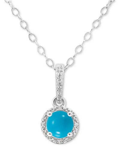 Macy's Cultured Freshwater Pearl & Diamond Accent 18" Pendant Necklace In Sterling Silver (also In Onyx, Tu In Turquoise