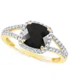 Macy's Cultured Freshwater Pearl & Lab-created White Sapphire (1/4 Ct. T.w.) Halo Ring In 10k Gold (also In In Onyx