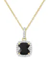 Macy's Cultured Freshwater Pearl & Lab-created White Sapphire (1/6 Ct. T.w.) Halo 18" Pendant Necklace In 1 In Onyx