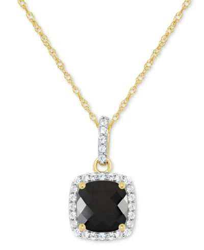Macy's Cultured Freshwater Pearl & Lab-created White Sapphire (1/6 Ct. T.w.) Halo 18" Pendant Necklace In 1 In Onyx