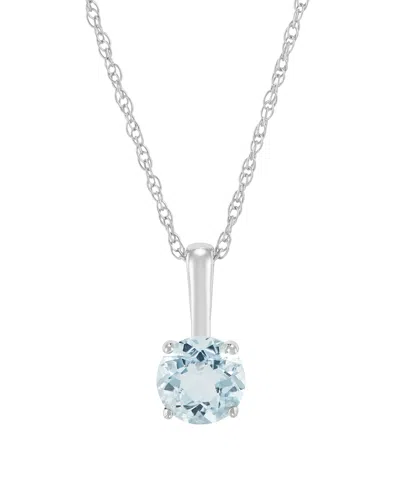 Macy's Cultured Freshwater Pearl And Lab-grown White Sapphire (1/5 Ct. T.w.) Pendant 18" Necklace In 10k Ye In Blue