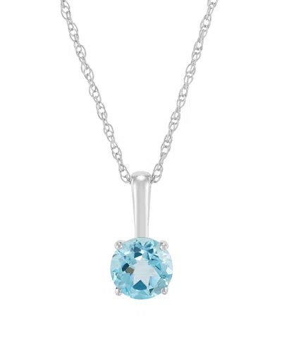 Macy's Cultured Freshwater Pearl And Lab-grown White Sapphire (1/5 Ct. T.w.) Pendant 18" Necklace In 10k Ye In Blue