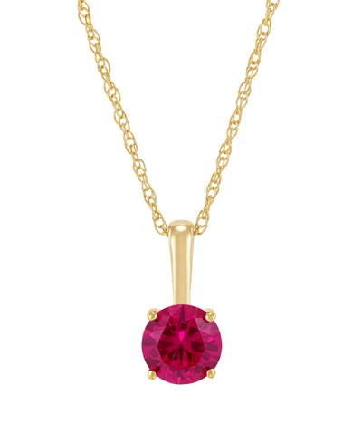 Macy's Cultured Freshwater Pearl And Lab-grown White Sapphire (1/5 Ct. T.w.) Pendant 18" Necklace In 10k Ye In Red