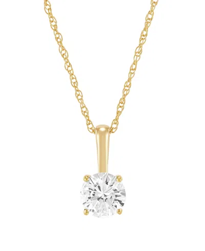 Macy's Cultured Freshwater Pearl And Lab-grown White Sapphire (1/5 Ct. T.w.) Pendant 18" Necklace In 10k Ye In Gold
