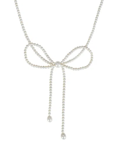 Macy's Cultured Freshwater Pearl Necklace In Sterling Silver In White