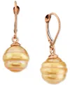 Macy's Cultured Golden South Sea Baroque Pearl (9-11mm) Leverback Drop Earrings In 14k Rose Gold In Gold