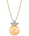 Macy's Cultured Golden South Sea Pearl (10mm) & Diamond Accent 18" Pendant Necklace In 14k Yellow Gold & 14