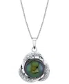 Macy's Cultured Tahitian Pearl (10mm) & Diamond (1/8 Ct. T.w.) 18" Pendant Necklace In 10k White Gold