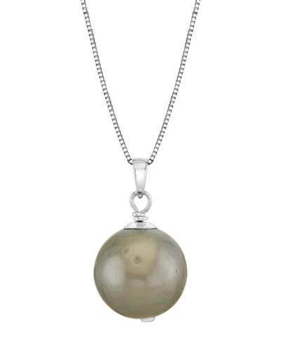 Macy's Cultured Tahitian Pearl (13mm) 18" Pendant Necklace In Sterling Silver