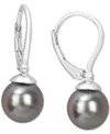 Macy's Cultured Tahitian Pearl (8mm) Leverback Drop Earrings In Sterling Silver In Black
