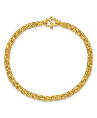 Macy's Curb Chain Bracelet In 24k Yellow Gold In Brown