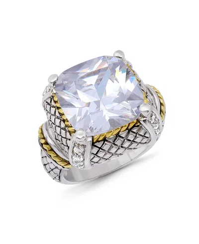 Macy's Cushion Cut Cubic Zirconia Oxidized Accents Statement Ring In Two-tone