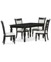 Macy's Daria 5-pc. Dining Set (rectangular Table & 4 Upholstered Back Side Chairs), Created For  In Black