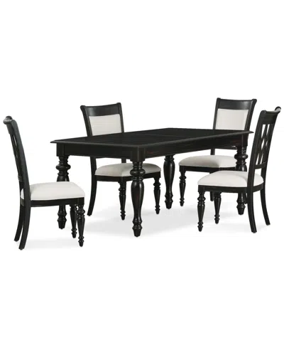 Macy's Daria 5-pc. Dining Set (rectangular Table & 4 Upholstered Back Side Chairs), Created For  In Black
