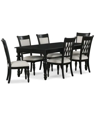 Macy's Daria 7-pc. Dining Set (rectangular Table & 6 Upholstered Back Side Chairs), Created For  In Black