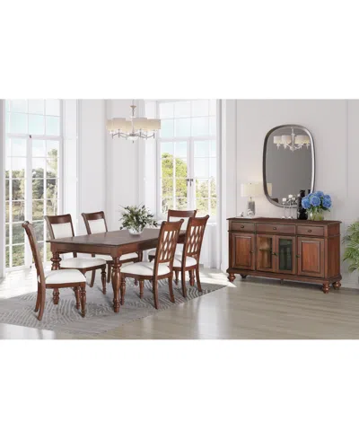 Macy's Daria 7 Pc. Dining Set (rectangular Table & 6 Upholstered Side Chairs) In Brown