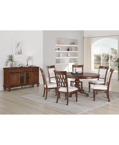 Macy's Daria 7-pc. Dining Set (round Table & 6 Upholstered Back Side Chairs), Created For  In Brown