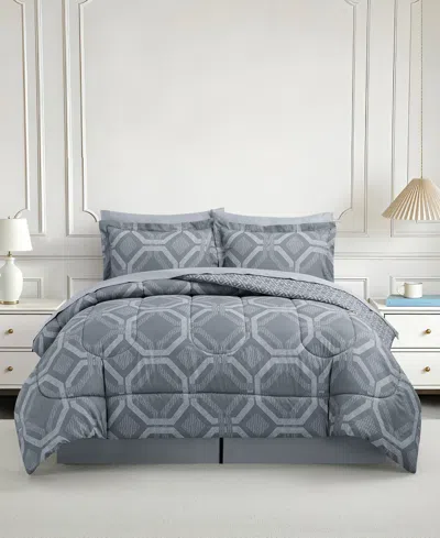 Macy's Darien Geo Reversible Microfiber 8-piece Comforter Set In Blue