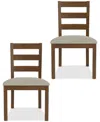 Macy's Davie 2 Pc. Ladder Side Chair Set In Brown
