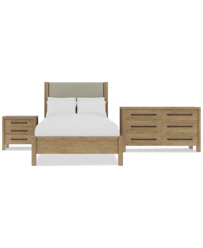 MACY'S DAVIE 3-PC. FULL SET (UPHOLSTERED BED, DRESSER & 3-DRAWER NIGHTSTAND)
