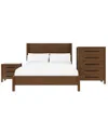 Macy's Davie 3-pc. Queen Set (panel Bed, Chest & 3-drawer Nightstand) In Brown