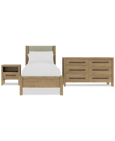 MACY'S DAVIE 3-PC. TWIN SET (UPHOLSTERED BED, DRESSER & 1-DRAWER NIGHTSTAND)