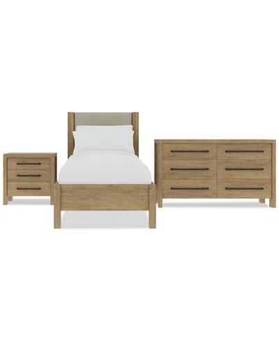 MACY'S DAVIE 3-PC. TWIN SET (UPHOLSTERED BED, DRESSER & 3-DRAWER NIGHTSTAND)