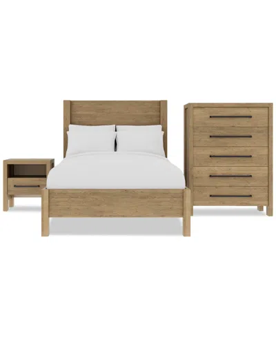 Macy's Davie 3-pc. Full Set (panel Bed, Chest & 1-drawer Nightstand) In Pale Oak
