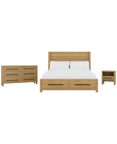 Macy's Davie 3-pc. King Storage Bedroom Set (panel Bed, Dresser & 1-drawer Nightstand) In Brown