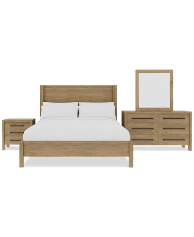 Macy's Davie 3-pc. Queen Set (panel Bed, Dresser & 3-drawer Nightstand) In Brown
