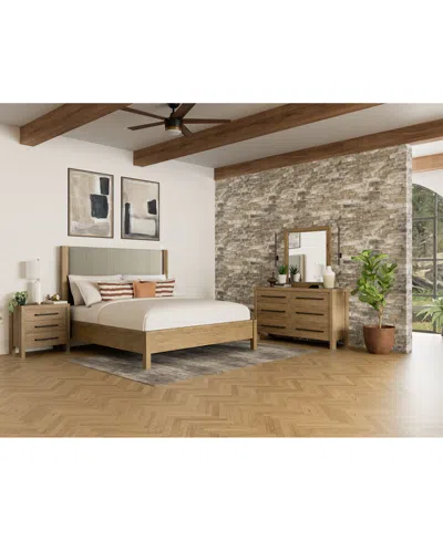 Macy's Davie 3-pc. Queen Set (upholstered Bed, Dresser & 3-drawer Nightstand) In Brown