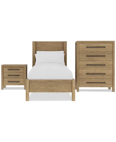 Macy's Davie 3-pc. Twin Set (panel Bed, Chest & 3-drawer Nightstand) In Pale Oak