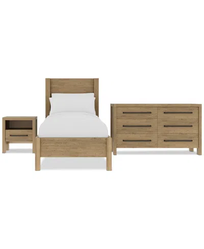 Macy's Davie 3-pc. Twin Set (panel Bed, Dresser & 1-drawer Nightstand) In Pale Oak