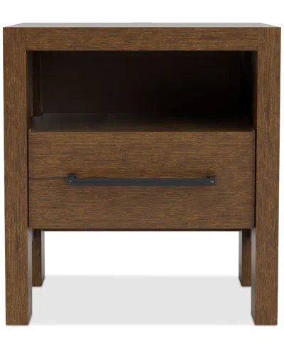 Macy's Davie Cracked Oak 1 Drawer Nightstand In Brown