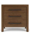 Macy's Davie Cracked Oak 3 Drawer Nightstand In Brown