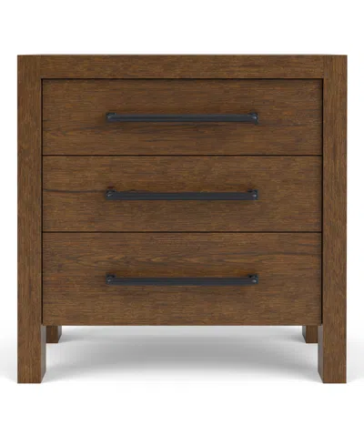 Macy's Davie Cracked Oak 3 Drawer Nightstand