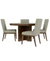 Macy's Davie Cracked Oak 54" Round Dining 5 Pc. Set (table & 4 Upholstered Chair)