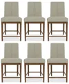 Macy's Davie Cracked Oak 6 Pc. Upholstered Chair Set In Gray