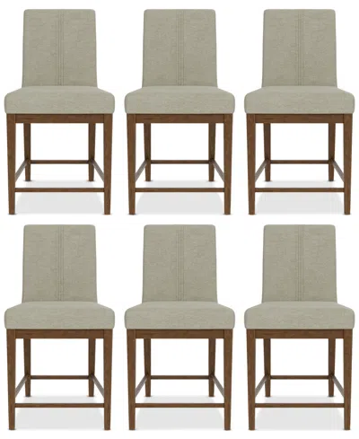 Macy's Davie Cracked Oak 6 Pc. Upholstered Chair Set In Gray