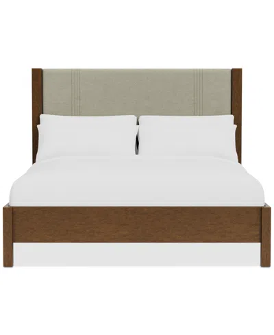 Macy's Davie Cracked Oak King Upholstered Bed, Created For  In Brown