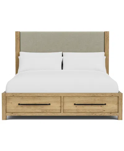 Macy's Davie King Upholstered Bed With Storage In Brown