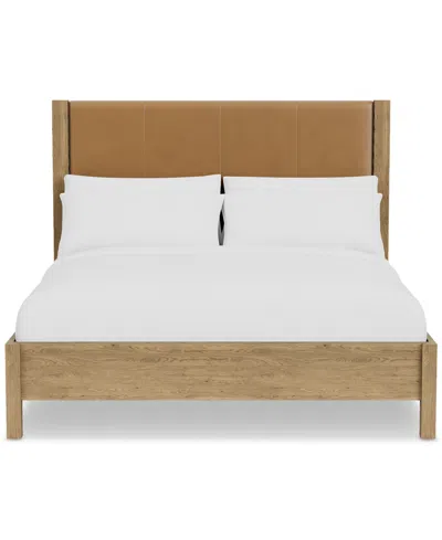 Macy's Davie Queen Leather Bed, Created For  In Brown