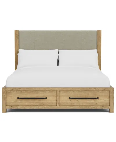 Macy's Davie Queen Upholstered Bed With Storage In Brown