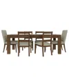Macy's Furniture Davie Cracked Oak And Fabric Rectangle 7-pc. Dining Set In Brown